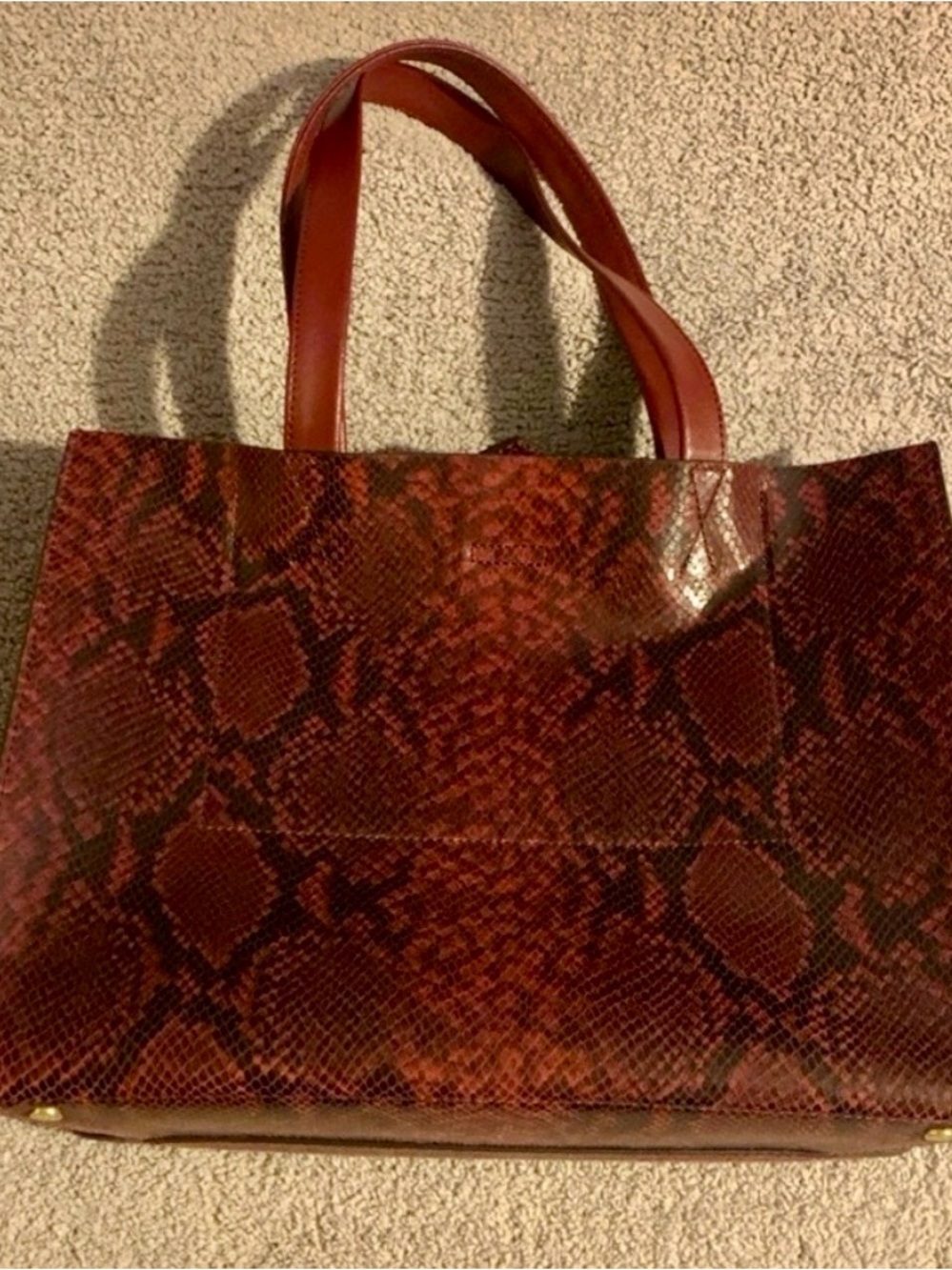 New Banana Republic Tote Bag Maroon Snakeprint Leather Tote Bag